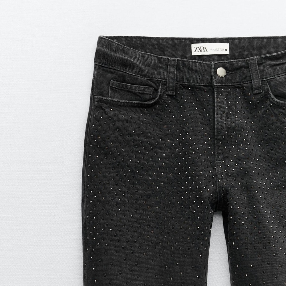 Zara - the slim with rhinestones black jeans size 2 - waist 28 inches